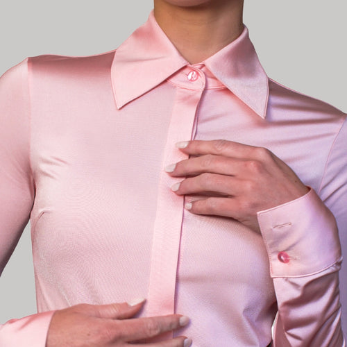 Classic Satin Button Up Blush Pink