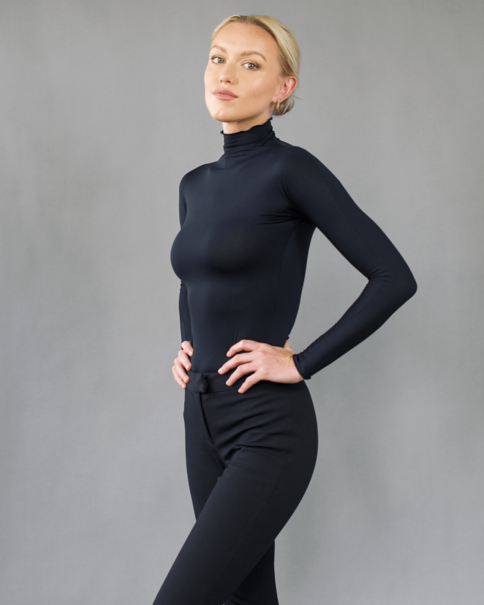 Women's nylon top spandex turtleneck