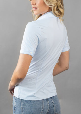 Short Sleeve Fitted blouse pastel blue