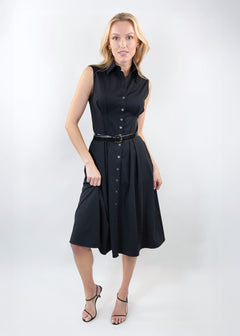 sleeveless fit and flare shirt dress