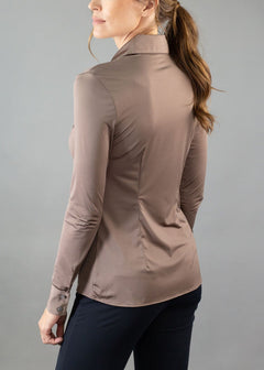 Classic Satin Button Up Mocha