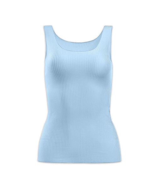 Ribbed Reversible Scoop Tank Sky Blue Flat