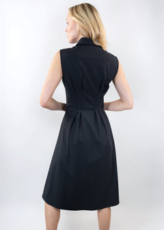 sleeveless fit and flare shirt dress