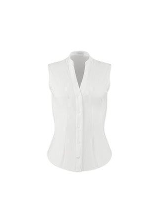 sleeveless ribbed vneck blouse