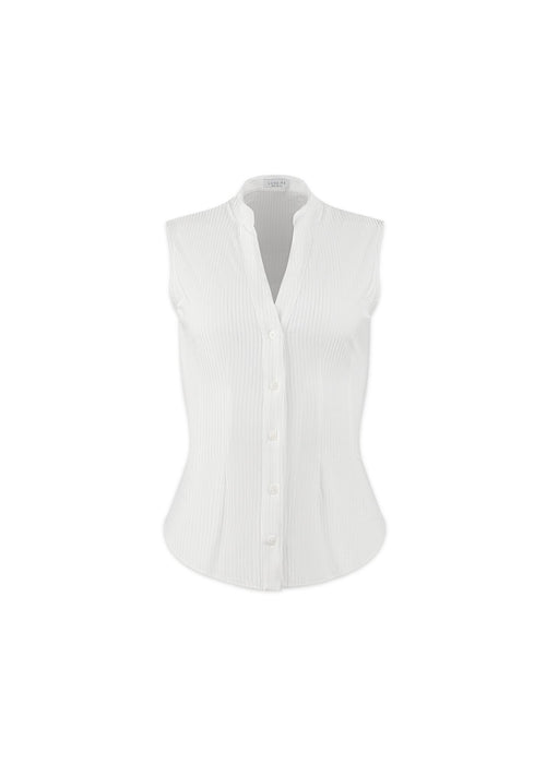 sleeveless ribbed vneck blouse