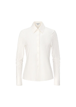 Neutral Pencil Stripe Tailored Button Up