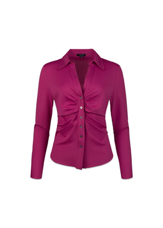 Ruched V-Neck Blouse | Berry