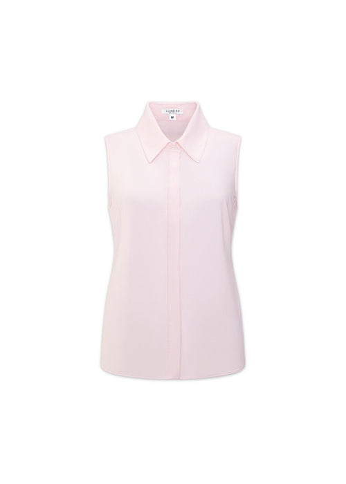 classic sleeveless button up  soft pink