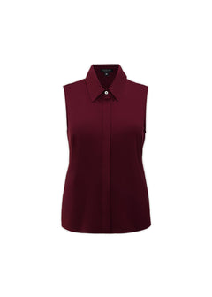 classic sleeveless button up merlot