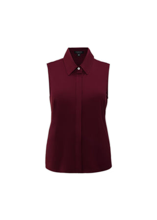 classic sleeveless button up merlot