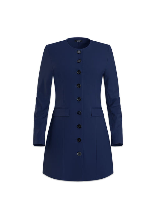 Jewel-Neck Coat Dress