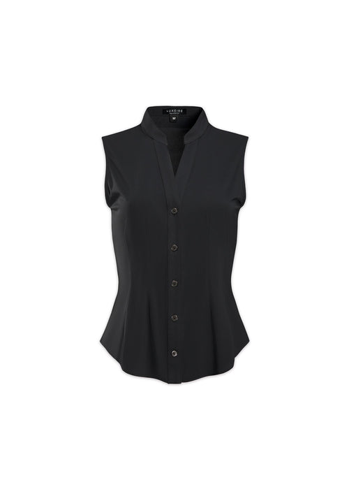sleeveless v-neck blouse black