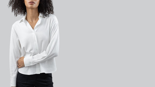 Relaxed Ribbed Button Up White