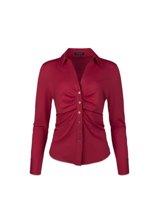 Ruched V-Neck Blouse | Ruby