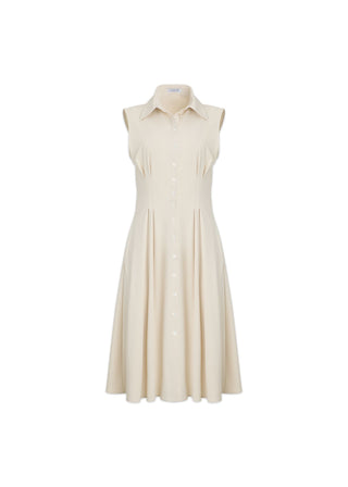 Sleeveless Fit-and-Flare Shirt Dress Luxeire Sleeveless Fit-and-Flare Shirt Dress Luxeire