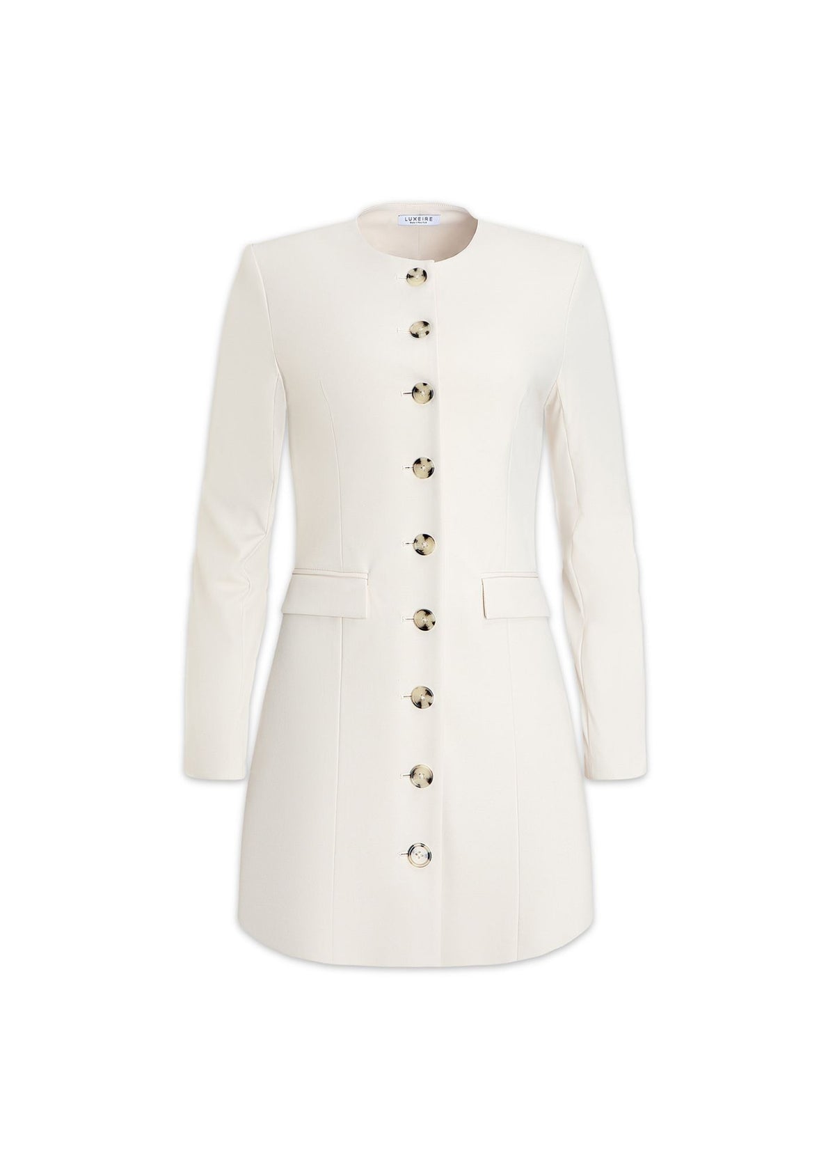 Jewel-Neck Coat Dress