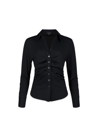 Ruched V-Neck Blouse | Black