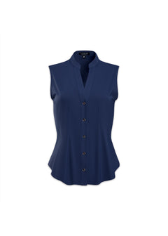 sleeveless v-neck blouse navy