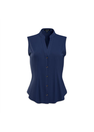 sleeveless v-neck blouse navy