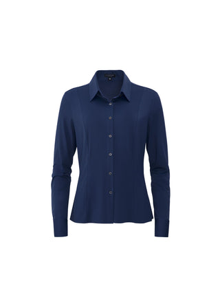 Long Sleeve Fitted Blouse | Navy