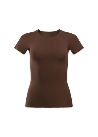 SHORT SLEEVE CEW NECK CHOCOLATE
