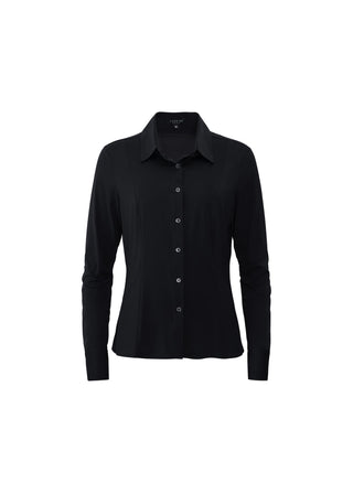 Long Sleeve Fitted Blouse Black