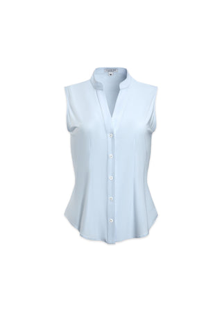 sleeveless v-neck blouse pastel blue