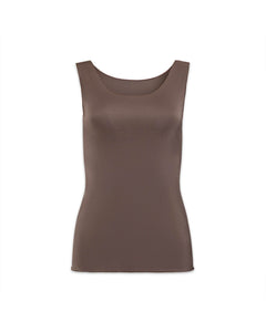 Satin Reversible Scoop Tank Mocha