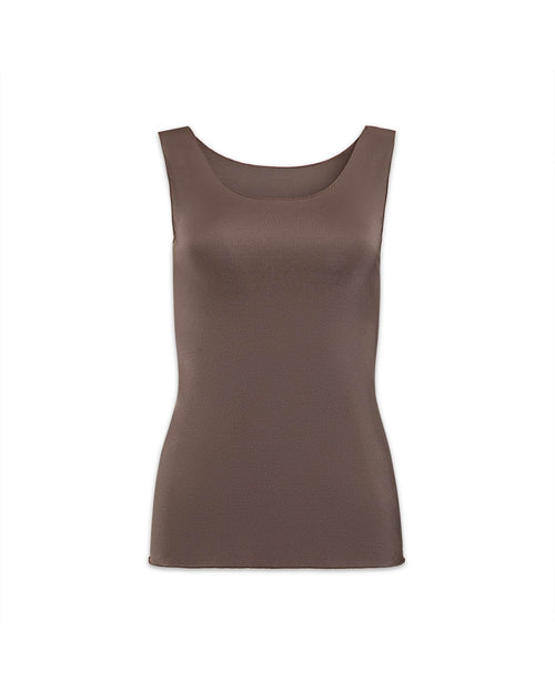 Satin Reversible Scoop Tank Mocha