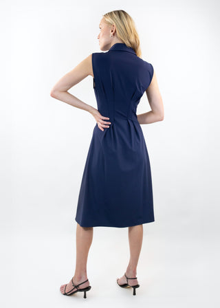 sleeveless fit and flare shirt dress