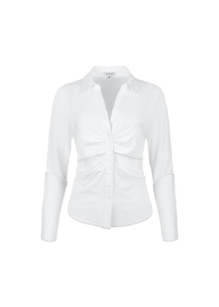 Ruched V-Neck Blouse | White