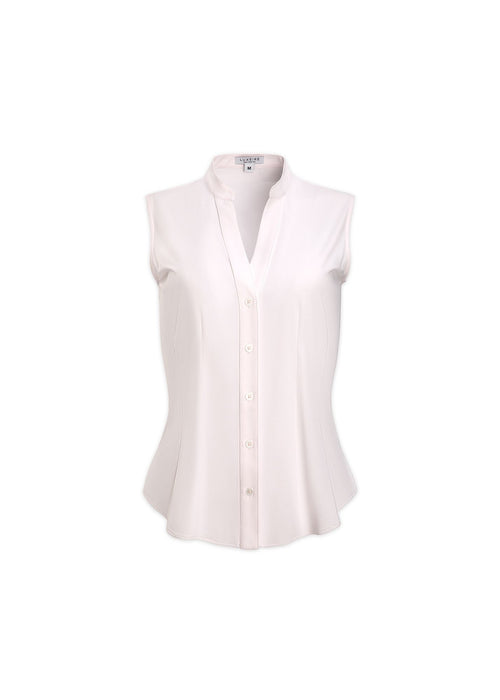 sleeveless v-neck blouse soft pink