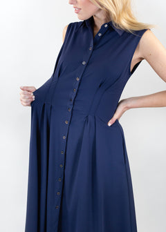 sleeveless fit and flare shirt dress