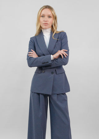 Hourglass Double Breasted Blazer | Tonal Navy-Gray