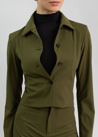 Structured Cropped Jacket | Olive