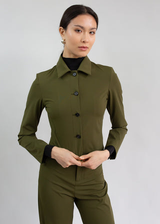 Structured Cropped Jacket | Olive