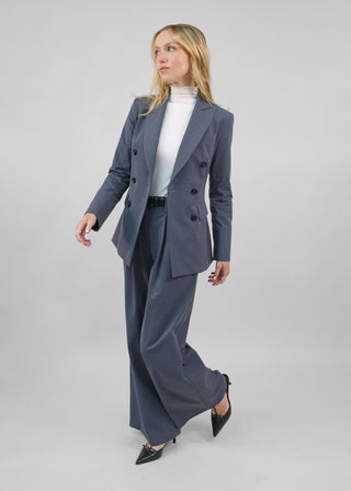 Classic Wide Leg Trouser | Tonal Navy-Gray
