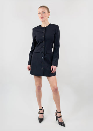 jewel neck coat dress black