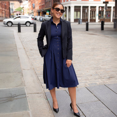 long sleeve fit and flare shirt dress