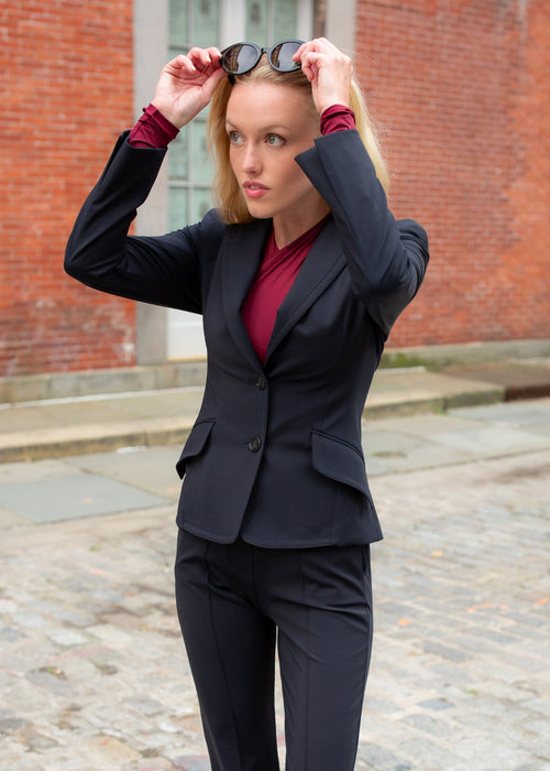 wrap top and blazer