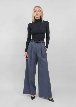 Classic Wide Leg Trouser | Tonal Navy-Gray