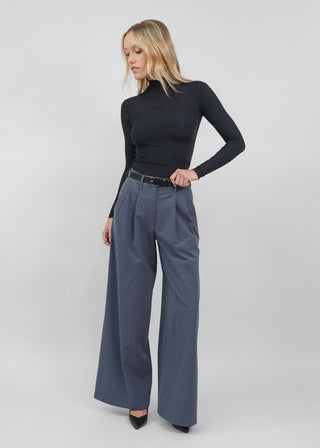 Classic Wide Leg Trouser | Tonal Navy-Gray