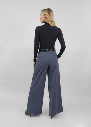 Classic Wide Leg Trouser | Tonal Navy-Gray