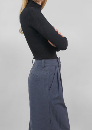 Classic Wide Leg Trouser | Tonal Navy-Gray
