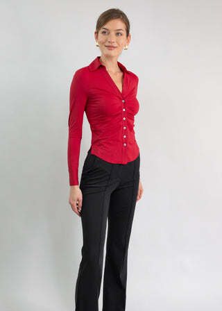 Ruched V-Neck Blouse | Ruby