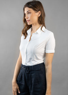 short sleeve fitted blouse white