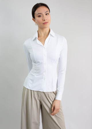 Long Sleeve Fitted Blouse | White