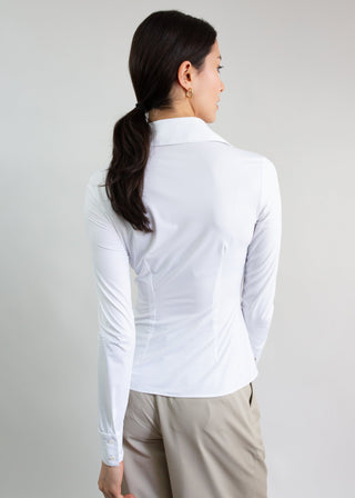 Long Sleeve Fitted Blouse | White