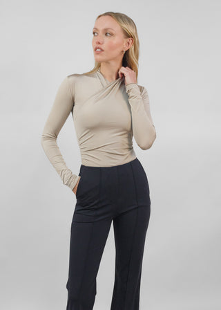 Satin Silhouette Wrap Top Champagne