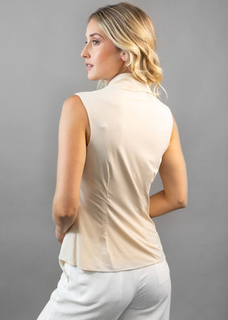 Classic sleeveless button up bisque